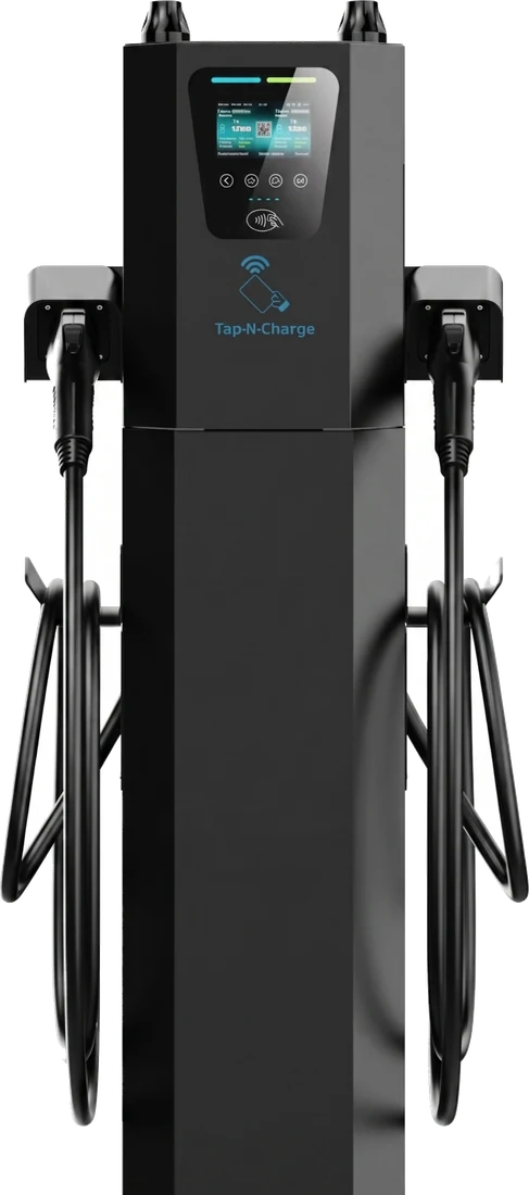 Tap-N-Charge 80A dual-plug Level 2 pedestal