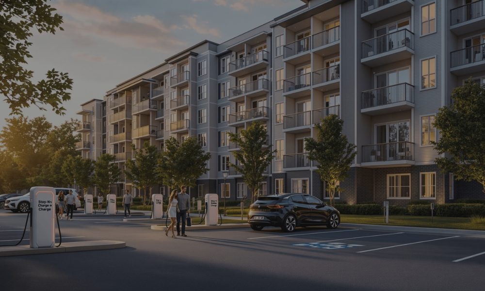 EV charging at a garden-style apartment community